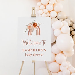 Oranje Terracotta Boho Rainbow Baby shower Welkom
