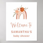 Oranje Terracotta Boho Rainbow Baby shower Welkom Poster (Voorkant)