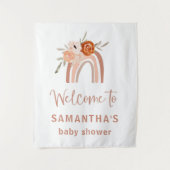 Oranje Terracotta Boho Rainbow Baby shower Welkom Wandkleed (Voorkant)