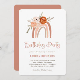Oranje Terracotta Boho | Rainbow Birthday Party Kaart