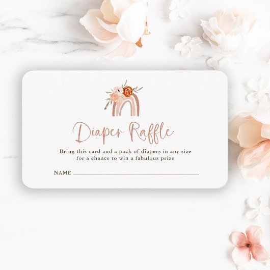 Oranje Terracotta Boho | Rainbow Diaper Raffle Informatiekaartje