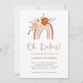 Oranje Terracotta Boho | Rainbow Oh Babies Shower Kaart (Voorkant)