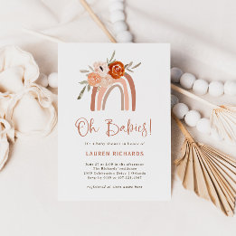 Oranje Terracotta Boho | Rainbow Oh Babies Shower Kaart