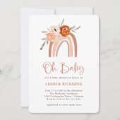 Oranje Terracotta Boho | Rainbow Oh Baby shower Kaart (Voorkant)