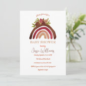 Oranje Terracotta Boho Regenboog Baby shower Kaart (Staand voorkant)