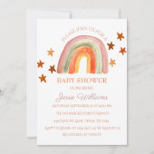 Oranje Terracotta Boho Regenboog Baby shower Kaart (Voorkant)