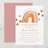 Oranje Terracotta Boho Regenboog Baby shower Kaart (Voorkant / Achterkant)