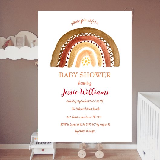 Oranje terracotta boho regenboog Baby shower zon Kaart