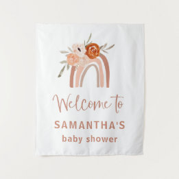 Oranje Terracotta Boho Regenboog Welkom op Baby Sh Wandkleed