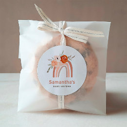 Oranje Terracotta Boho | RegenboogBaby shower Ronde Sticker