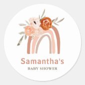Oranje Terracotta Boho | RegenboogBaby shower Ronde Sticker (Voorkant)