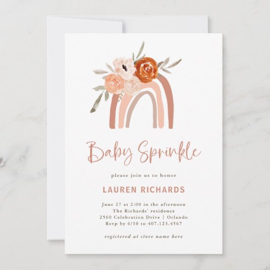 Oranje Terracotta Boho | Regenboogsprinkhaan Kaart (Voorkant)