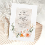 Oranje Terracotta en White Floral Wedding Invitat Kaart<br><div class="desc">Sinaasappel,  terracotta en bloemen van witte waterverf elegante trouwuitnodigingen</div>