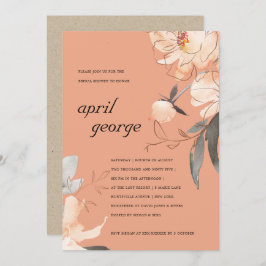 ORANJE TERRACOTTA FLORAL VRIJGEZELLENFEEST INVITE BEDANKKAART