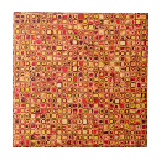 Oranje 'Terracotta' getextureerd mozaïeklantpatroo Tegeltje (Voorkant)