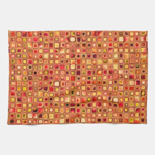 Oranje 'Terracotta' getextureerd mozaïeklantpatroo Theedoek (Horizontaal)