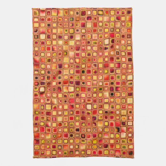 Oranje 'Terracotta' getextureerd mozaïeklantpatroo Theedoek (Verticaal)