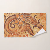 Oranje Terracotta Indonesische Batik Bloemenpatroo Bad Handdoek (Handdoek)
