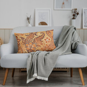 Oranje Terracotta Indonesische Batik Bloemmotief Kussen