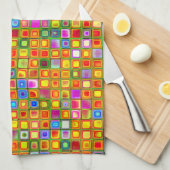 Oranje 'Terracotta' Meerkleurige Tegels Patroon Theedoek (Quarter Fold)