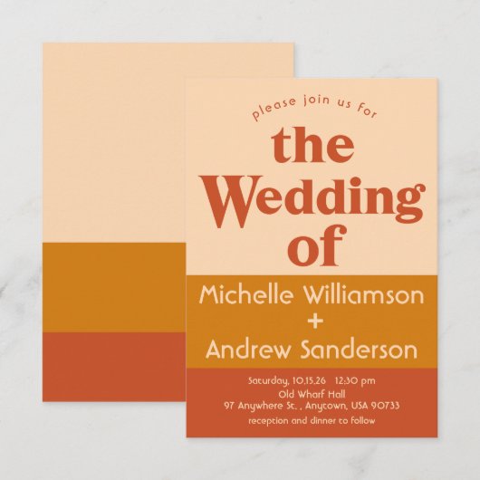 Oranje Terracotta Modern Retro 3.5x5 Kaart (Voorkant / Achterkant)