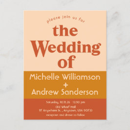 Oranje Terracotta Modern Retro  Uitnodiging Briefkaart