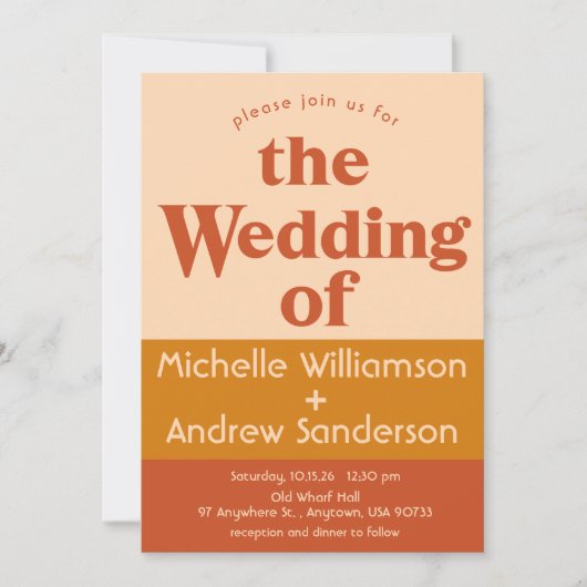 Oranje Terracotta Moderne Retro 5x7 Kaart (Voorkant)