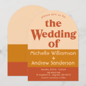 Oranje Terracotta Moderne Retro Gebogen Uitnodigin Kaart (Voorkant / Achterkant)