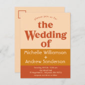 Oranje Terracotta Moderne Retro Uitnodiging Briefkaart (Voorkant / Achterkant)