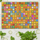 Oranje 'Terracotta' Multicolored Tiles Pattern Theedoek (Gevouwen)