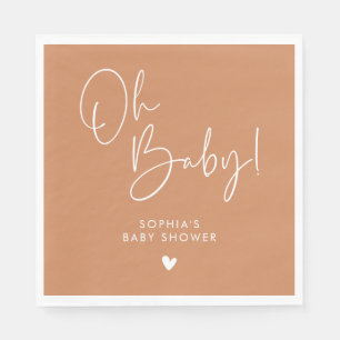 Oranje terracotta Oh Baby Modern Boho Baby shower Servet