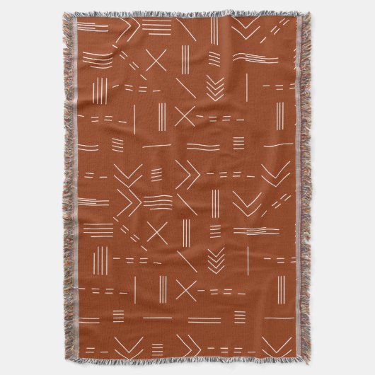 Oranje terracotta prachtig geometrisch patroon deken (Voorkant Verticaal)