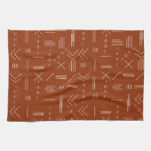 Oranje terracotta prachtig geometrisch patroon theedoek (Horizontaal)