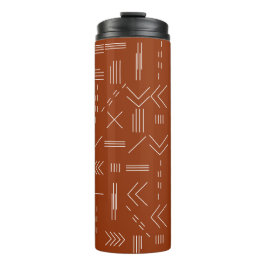 Oranje terracotta prachtig geometrisch patroon thermosbeker