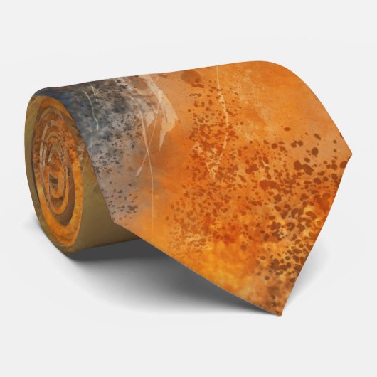 Oranje Terracotta Rust Brown Grey Abstract Stropdas (Opgerold)
