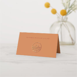 oranje terracotta sunset logo trouwkaart plaatskaartje