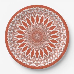 Oranje Terracotta Tristyns Mandala Papieren Bordje