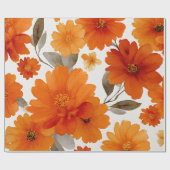 Oranje Terracotta Vintage Bloem Botanisch Cadeaupapier (Vlak)