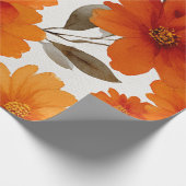 Oranje Terracotta Vintage Bloem Botanisch Cadeaupapier (Hoek)