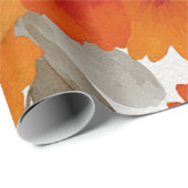 Oranje Terracotta Vintage Bloem Botanisch Cadeaupapier (Rol Hoek)