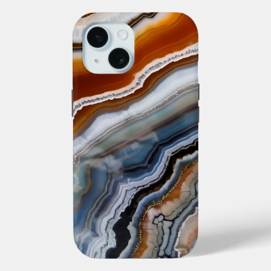 Oranje Terracotta Wit Zwart Blauw Agaat Geode Case-Mate iPhone Case (Achterkant)