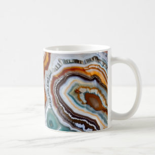 Oranje Terracotta Wit Zwart Blauw Agaat Geode Koffiemok