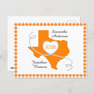 Oranje Texas Curling Ribbon Save the Date Briefkaart