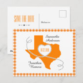 Oranje Texas Curling Ribbon Save the Date Briefkaart (Voorkant / Achterkant)