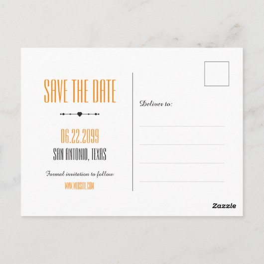 Oranje Texas Curling Ribbon Save the Date Briefkaart (Achterkant)