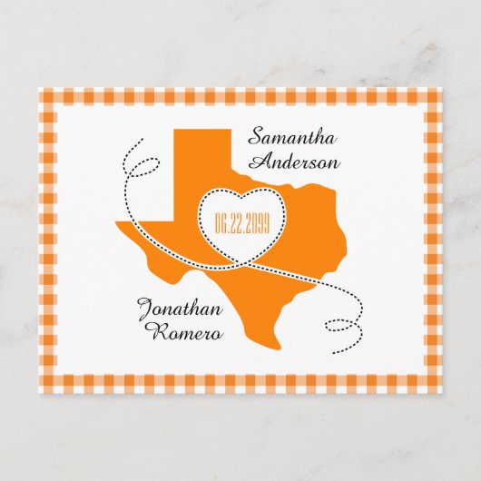 Oranje Texas Curling Ribbon Save the Date Briefkaart (Voorkant)