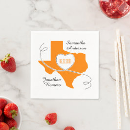 Oranje Texas Curling Ribbon Wedding Date Servet