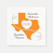 Oranje Texas Curling Ribbon Wedding Date Servet (Voorkant)