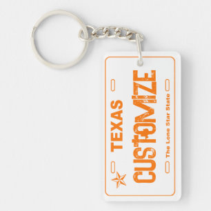 oranje Texas licentie bord sleutelhanger