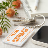 oranje Texas licentie bord sleutelhanger (Voorkant Rechts)